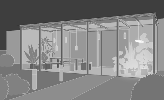 Gutes Licht, Wintergarten Licht Illustration, Planzen